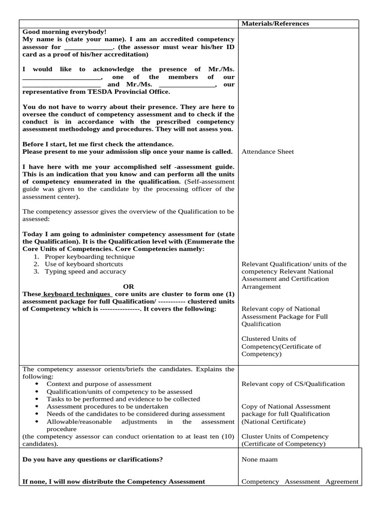 Competency Assessment Overview Guide | PDF