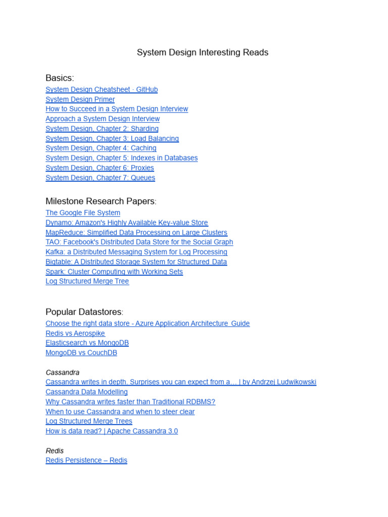 Essential System Design Resources | PDF | Postgre Sql | Cache (Computing)