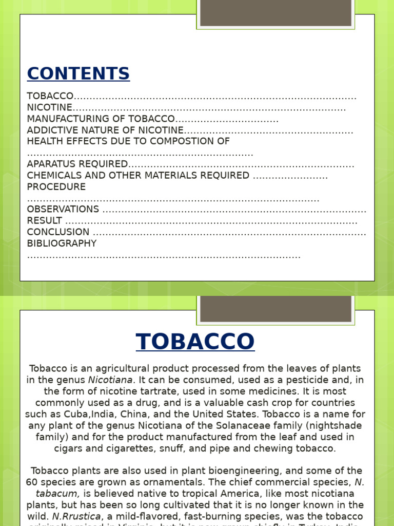 Nicotine Extraction from Tobacco Plants | PDF | Tobacco | Nicotine