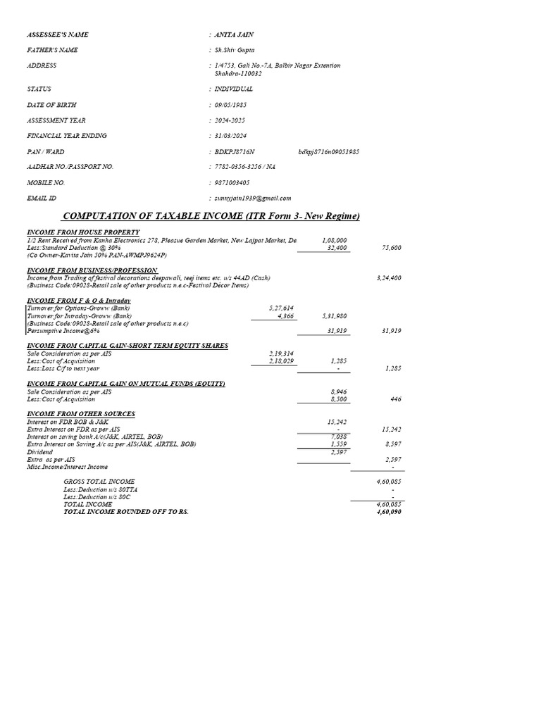 Anita Mishra Draft | PDF | Income | Tax Deduction