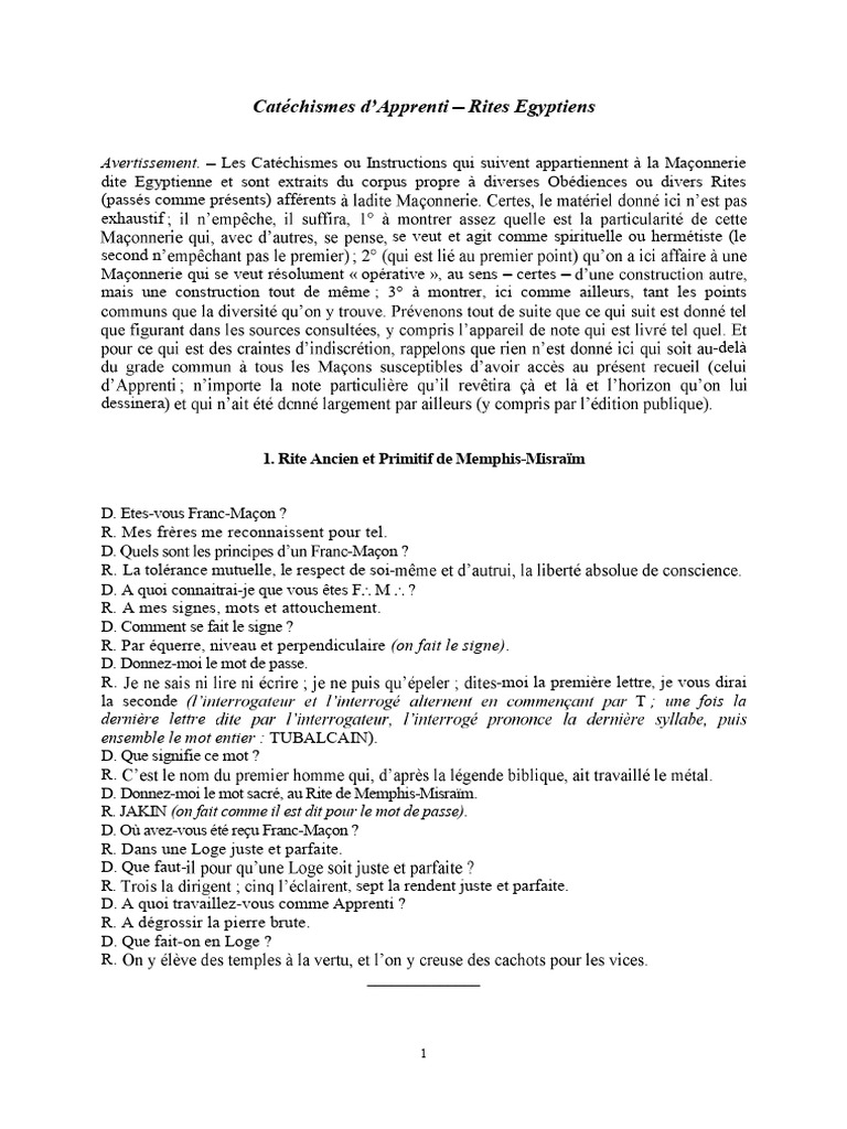 1. Rite Ancien et Primitif de Memphis-Misraïm | PDF | Franc-maçonnerie