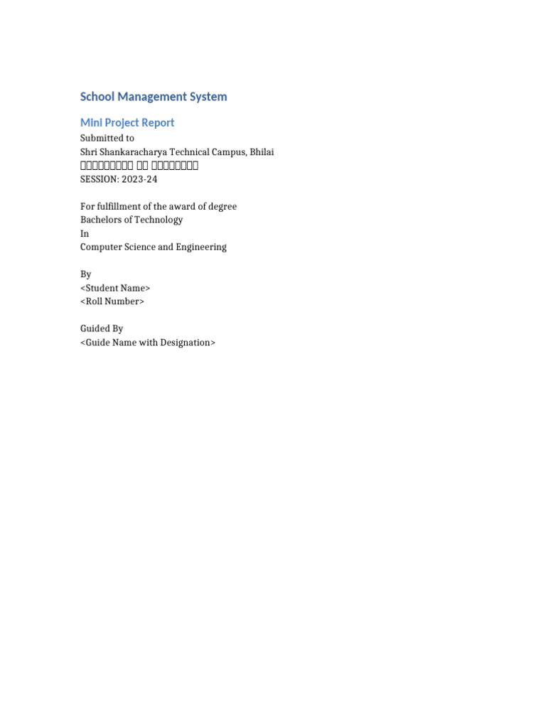 School Management System Report Detailed | PDF | Databases | Java Script