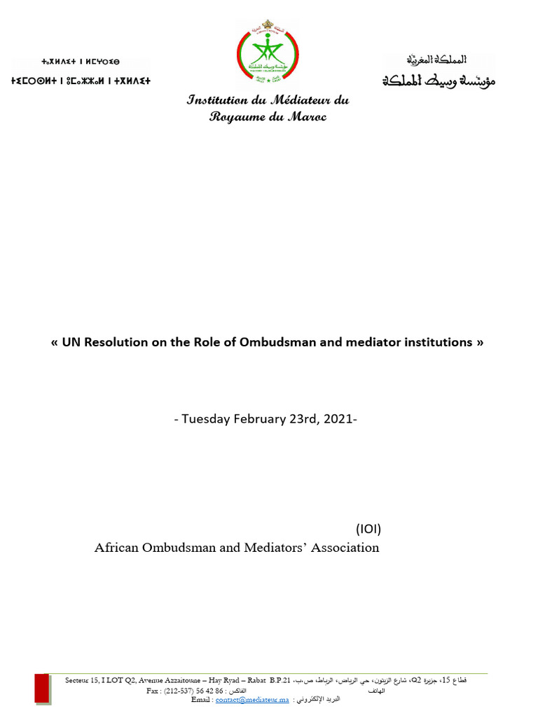 FD_UN Resolution For Ombudsman and Mediator_AOMF President_ Mohamed ...