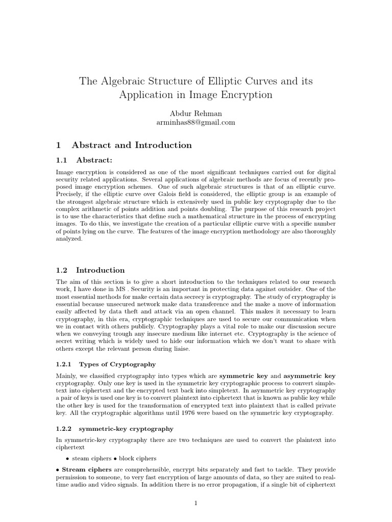 Elliptic Curve Image Encryption Techniques | PDF | Key (Cryptography ...