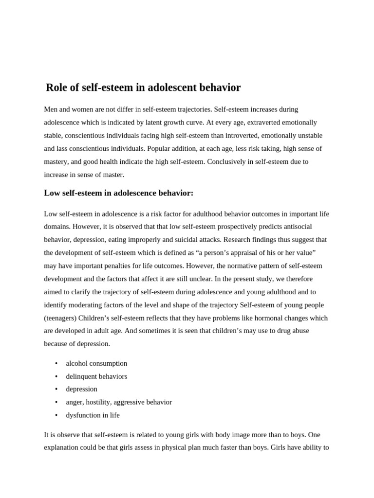 Psychology | PDF | Self Esteem | Adolescence