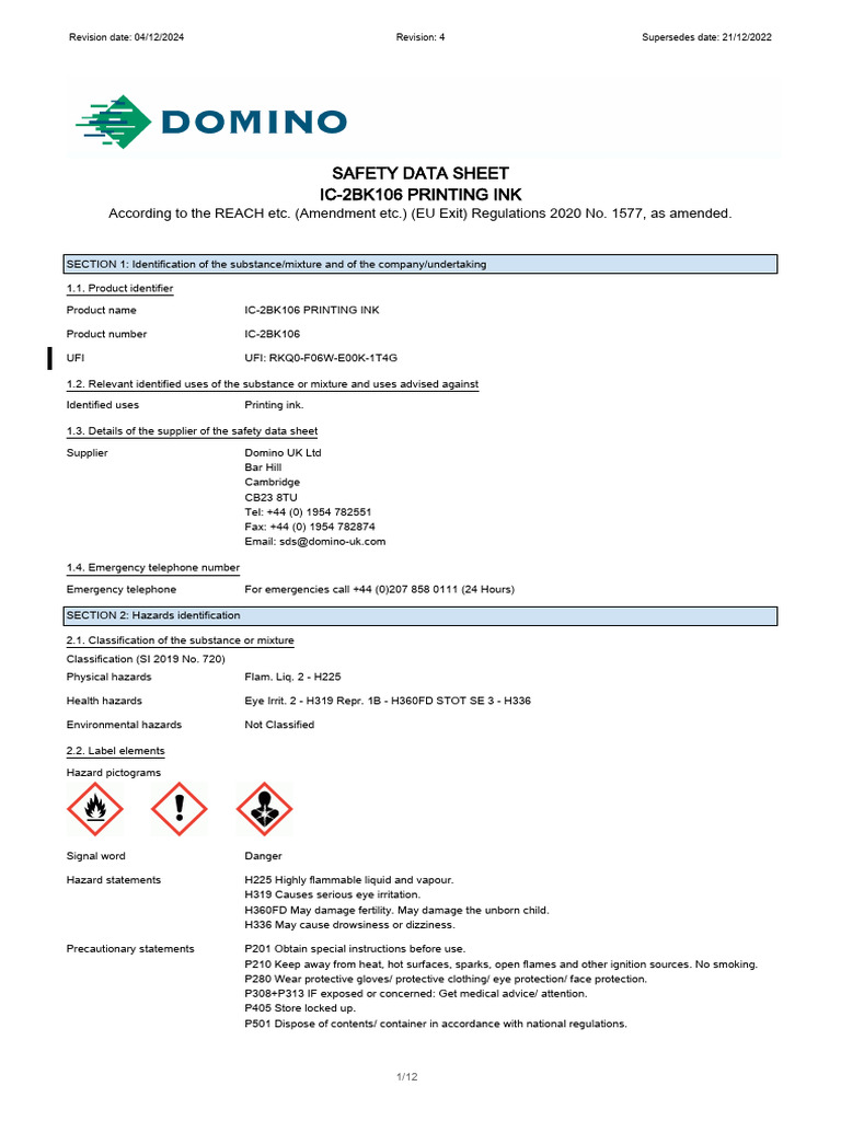 ic-2bk106-printing-ink-safety-data-pdf-toxicity-dangerous-goods