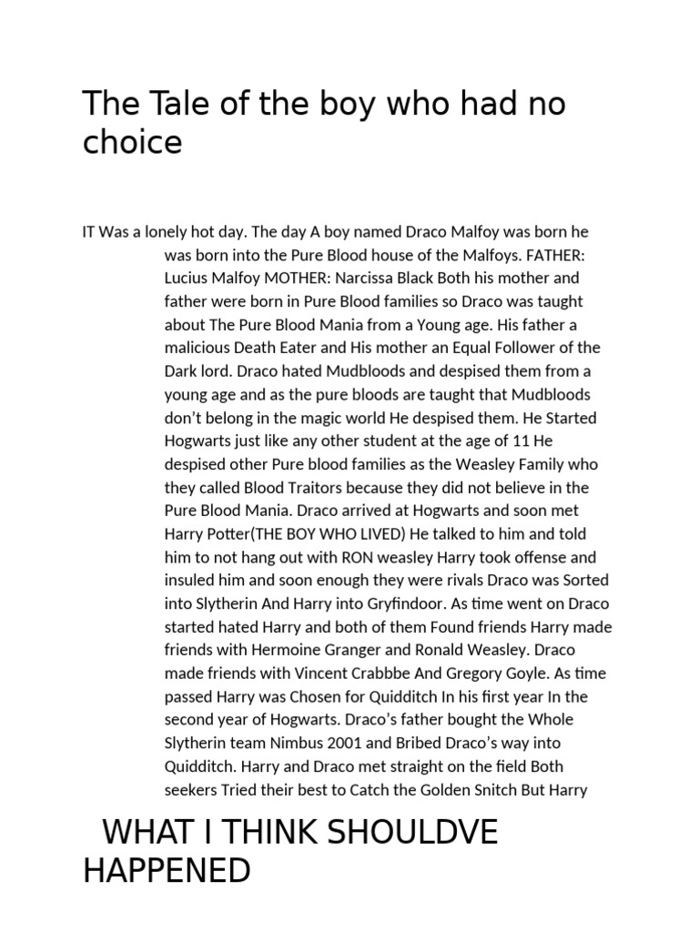 The Tale of The Boy Who Had No Choice | PDF | Mythopoeia | Contemporary ...