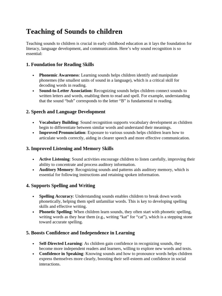 Teaching Sounds and Phonics to Kids | PDF | Phonics | Human Voice