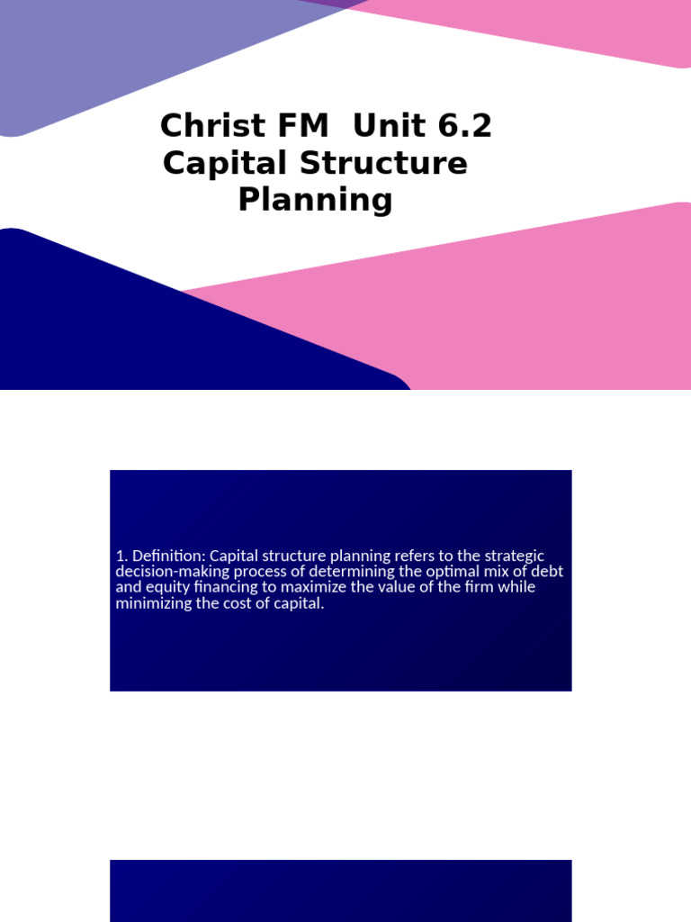 Christ FM Unit 6.2 Capital Structure Planning | PDF | Capital Structure ...