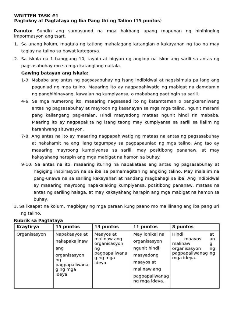Q3-Aralin 1 WRITTEN TASK | PDF