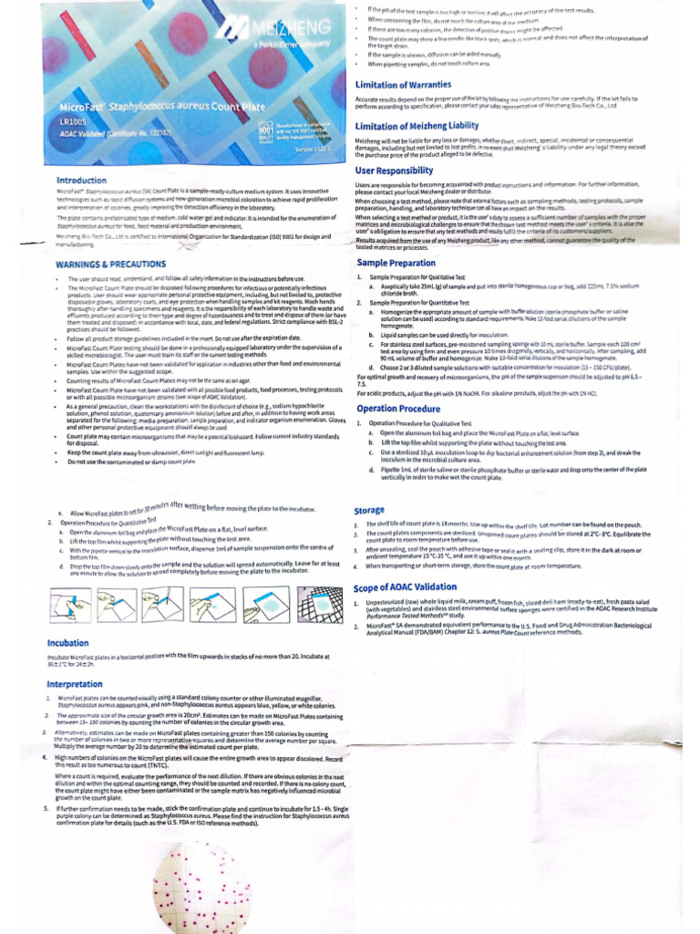 Inserto Microfast Staphylococcus Aureus | PDF