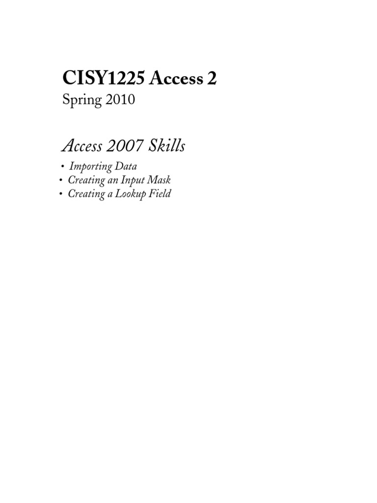 Access 2007 Data Management Guide | PDF | Microsoft Excel | Spreadsheet