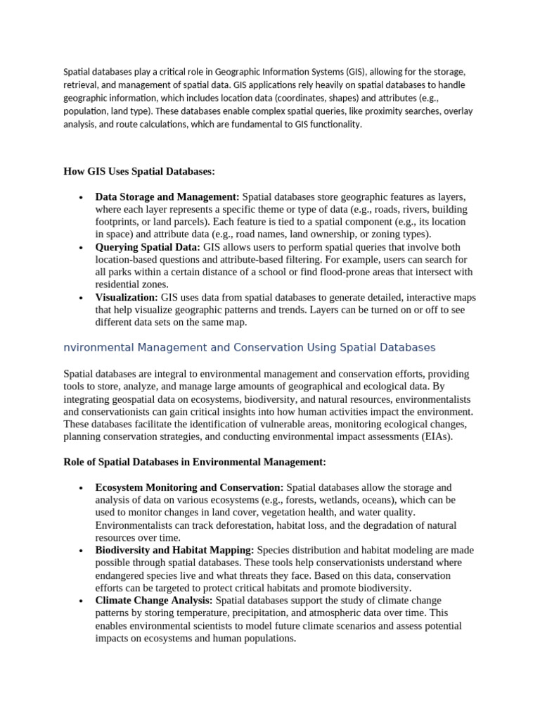 Spatial Databases Play A Critical Role in Geographic Information ...