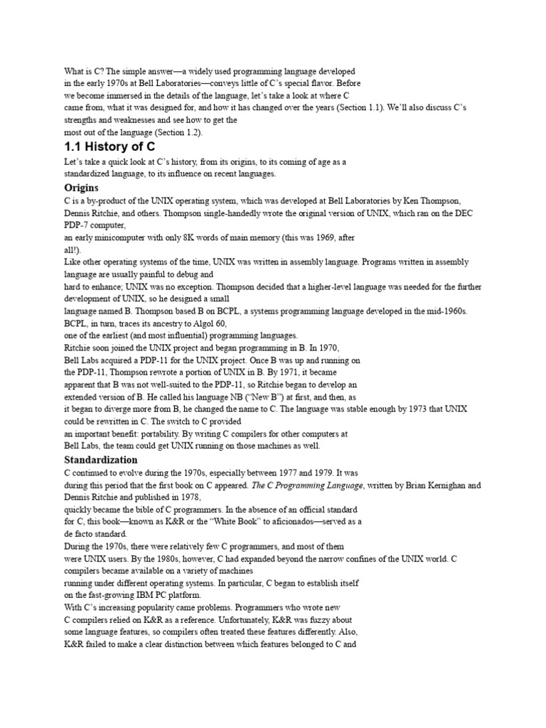 History and Impact of C Programming | PDF | C (Programming Language ...