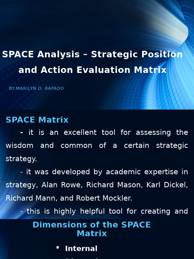 SPACE Analysis - Strategic Position and Action Evaluation | PDF ...