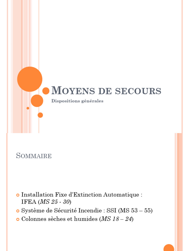 Moyens de Secours : IFEA et Systèmes Incendie | PDF | Extincteur ...