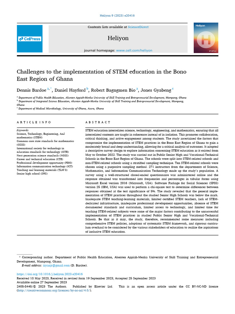 Challenges To The Implementation of STEM Education | PDF | Science ...