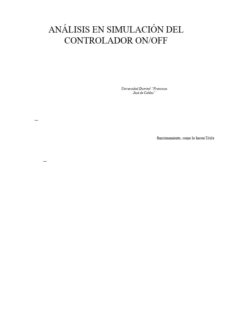 Análisis del Controlador On/Off en Simulación | PDF