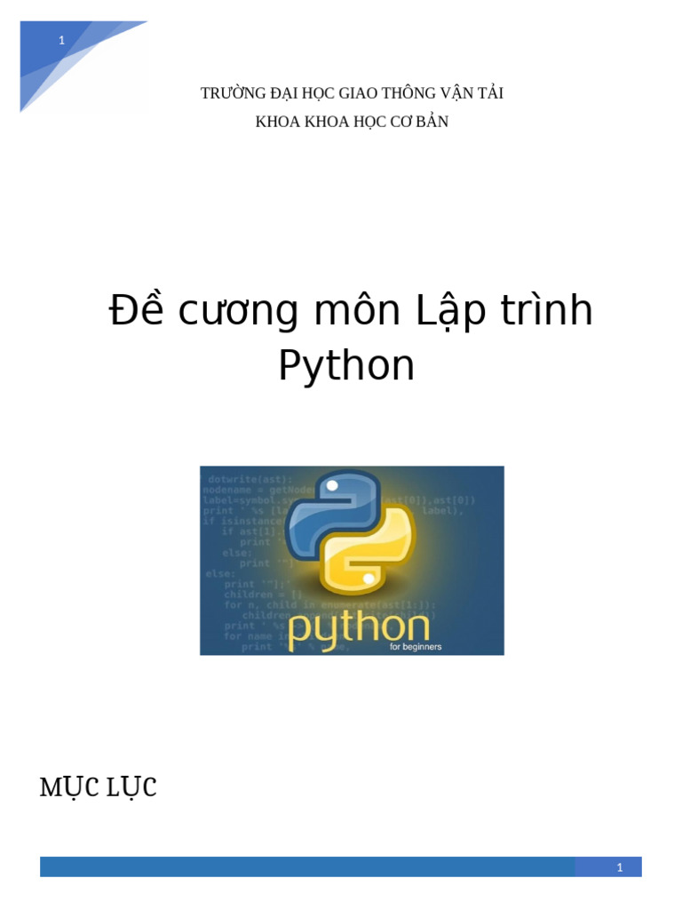 Đề cương môn Lập trình Python | PDF
