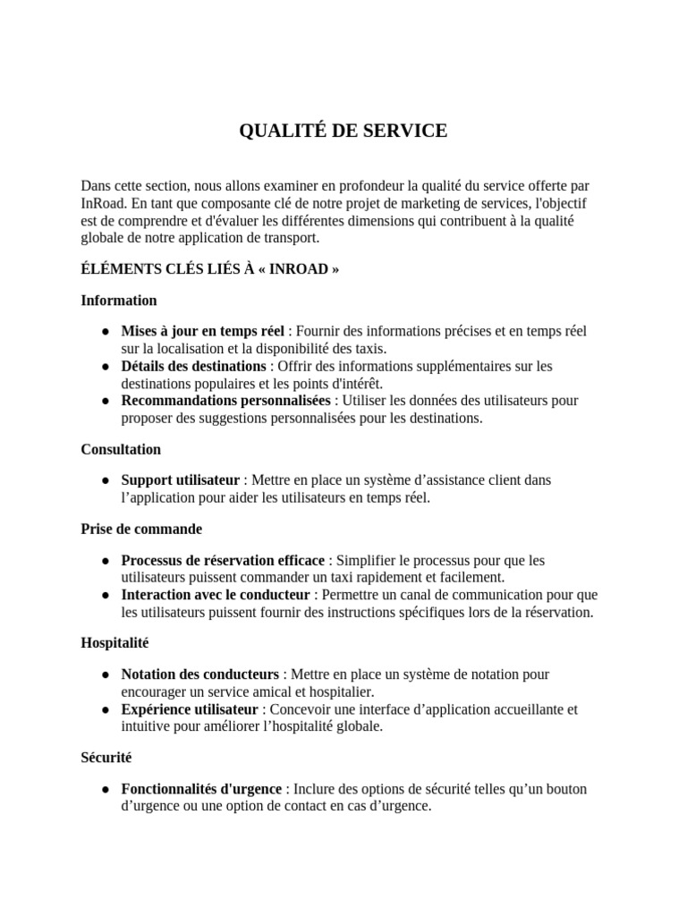 Qualité de Service d'InRoad en Transport | PDF | Application | Sécurité ...