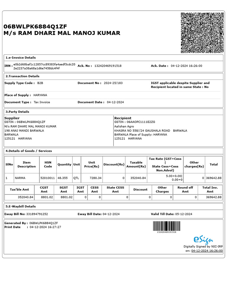 Narma HSN Code Invoice Details | PDF | Taxes | Government Finances