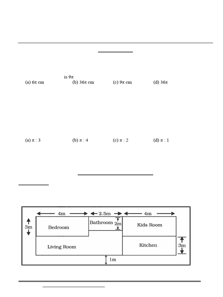 Class VII Math Practice Paper: Area & Perimeter | PDF | Area | Triangle