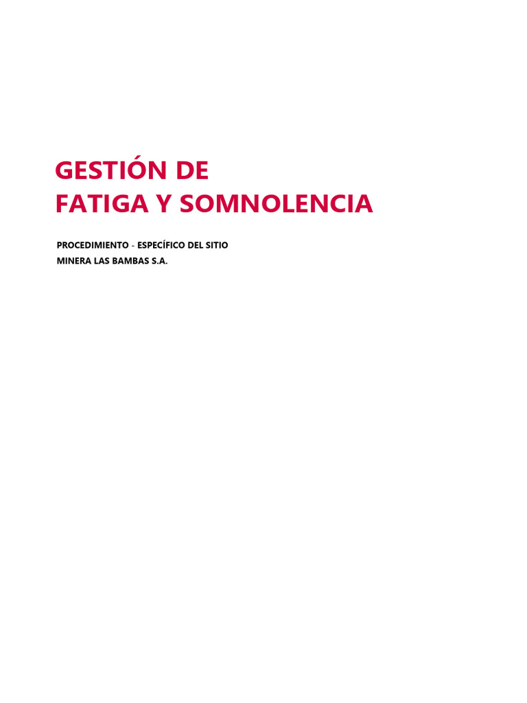 Gestión de Fatiga y Somnolencia 2024 | PDF | Seguridad y salud ...
