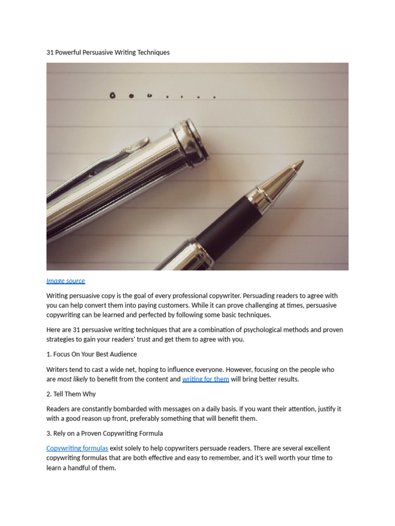 31 Powerful Persuasive Writing Techniques | PDF | Emotions | Copywriting