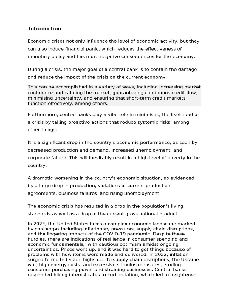 2024 Economic Crisis: Causes and Impacts | PDF | Fiscal Policy | Inflation