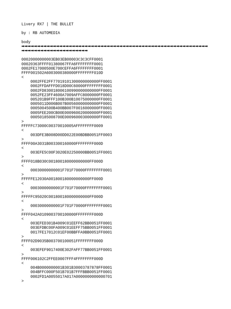 RX7 Livery Codes for FR Legends | PDF