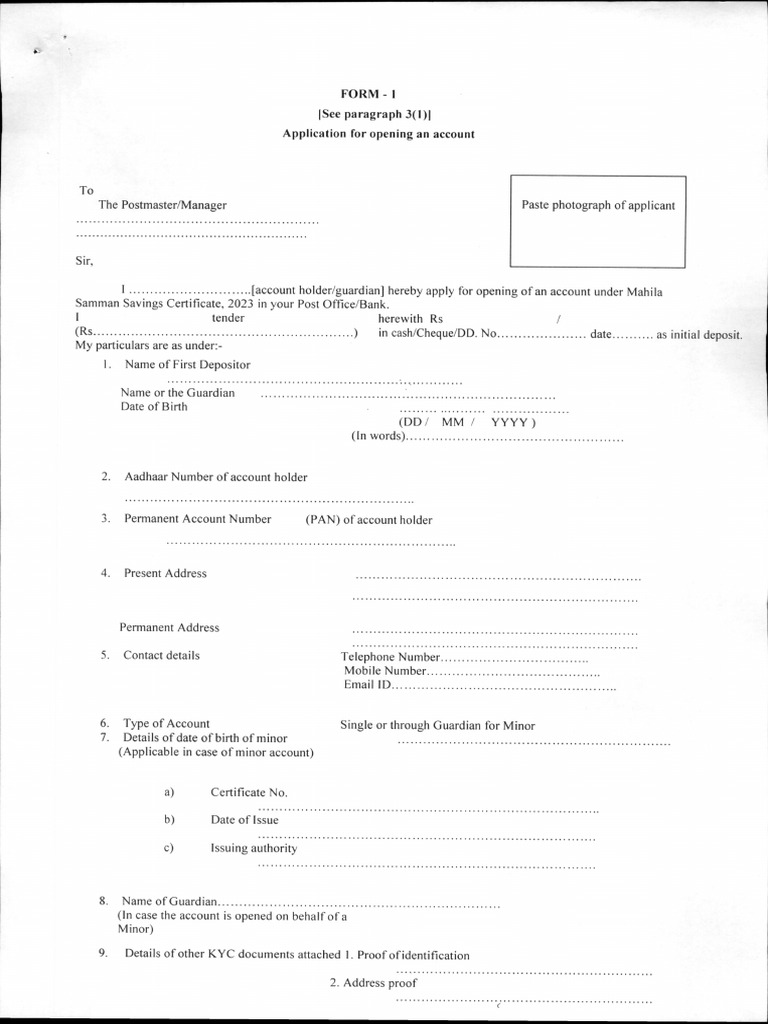 Mahila Samman Saving Scheme Forms | PDF