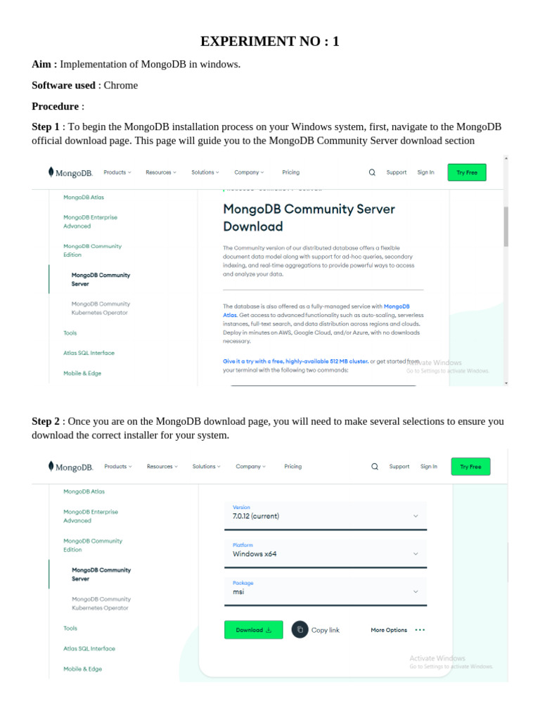 experiment of installing mongo | PDF | Databases | No Sql