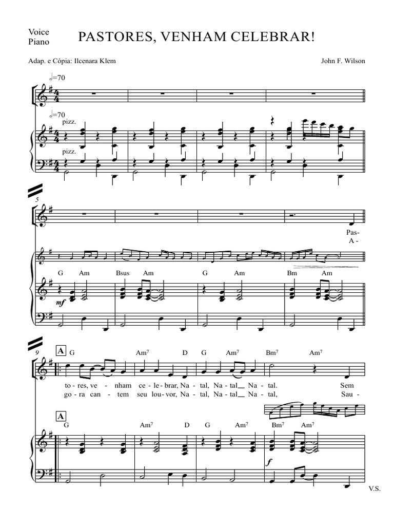 Pastores Venham Celebrar - Partes | PDF
