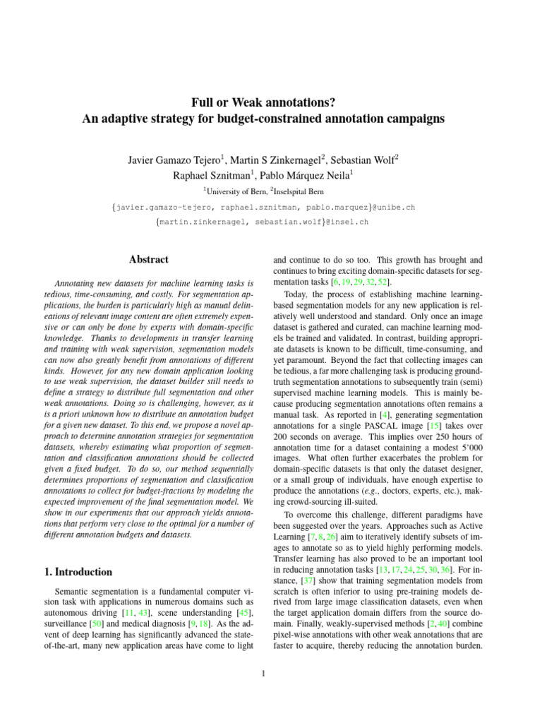 Weak or Full Annotations Arxiv | PDF | Image Segmentation | Annotation