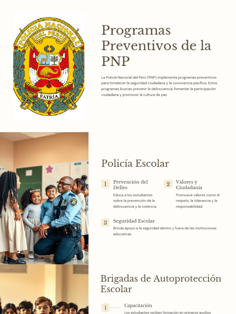 Programas Preventivos de la PNP en Perú | PDF | Policía | Valores
