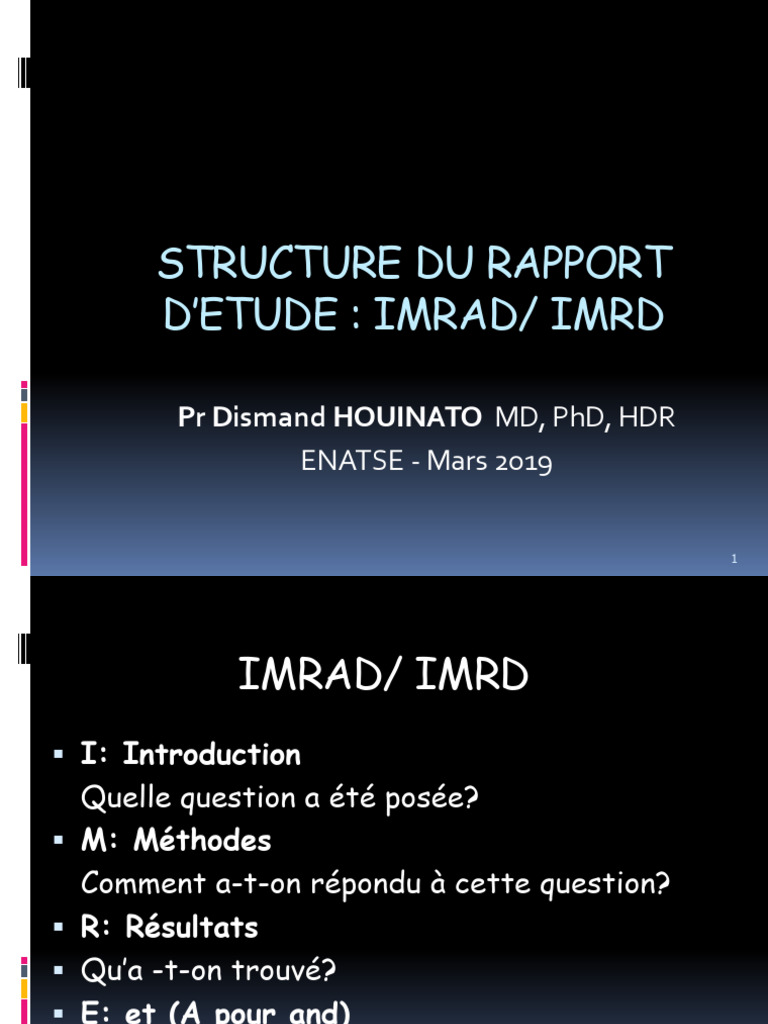 Structure du rapport IMRAD/IMRD | PDF | Test d'hypothèse | Statistiques