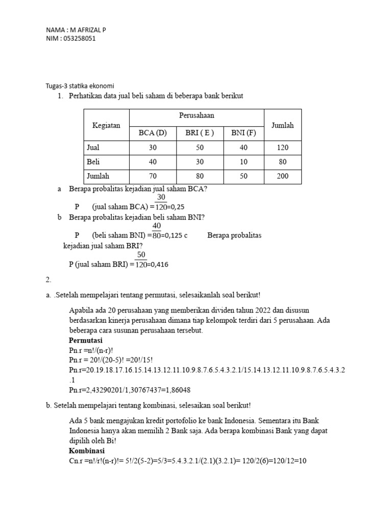TUGAS 3 STATISTIKA AFRIZAL | PDF