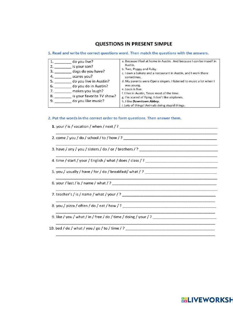 Present Simple Questions 1 | PDF