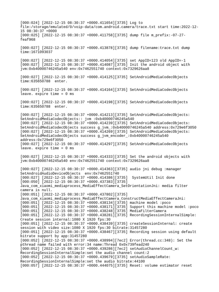 Android Camera Media Processing Log | PDF | Shader | Film And Video ...