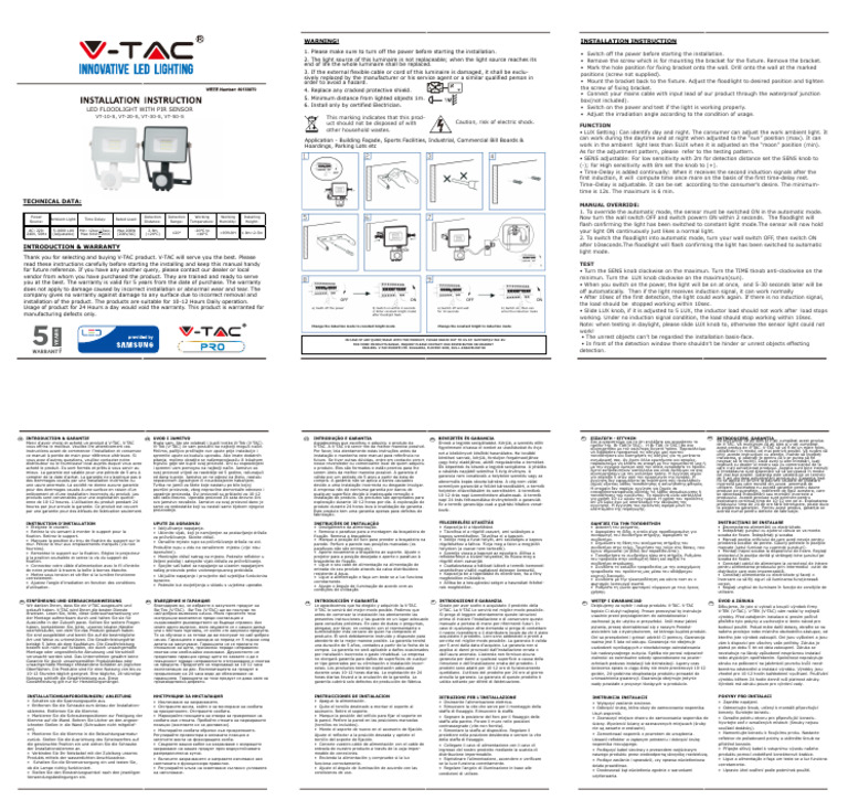 LED Floodlight Installation Guide | PDF | Electrical Engineering ...