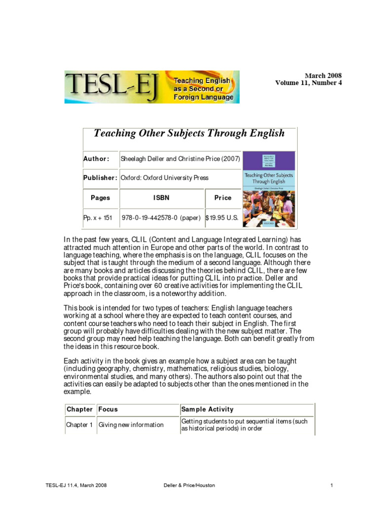 Teaching Other Subjects Through English | PDF | Teachers | Human ...