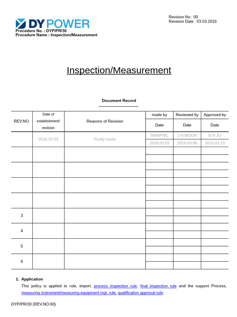 Inspection and Measurement Procedure | PDF | Business