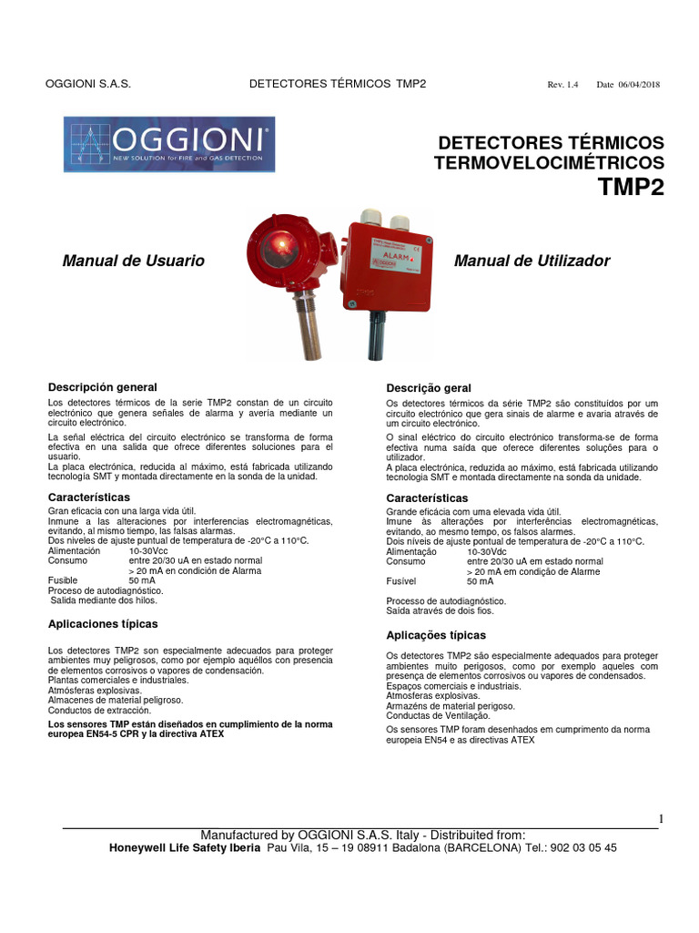 Detectores Térmicos TMP2: Manual de Usuario | PDF | Bienes ...