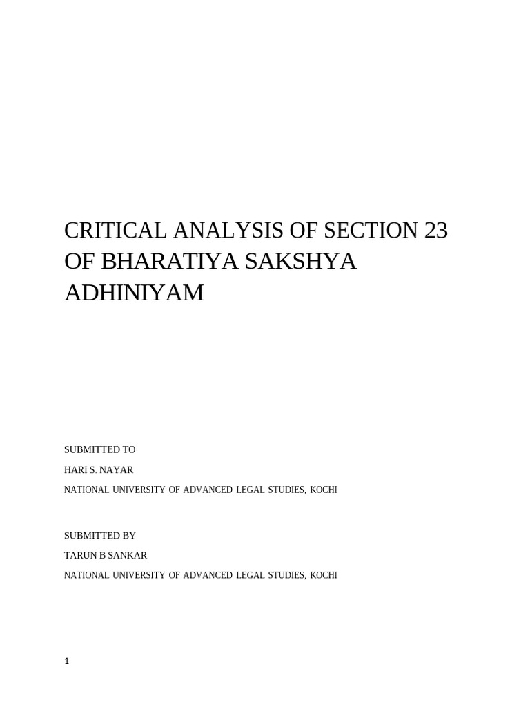 Critical Analysis of BSA Section 23 | PDF | Confession (Law) | Legal ...