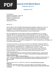 Warren & Democrats' Letter to Oz