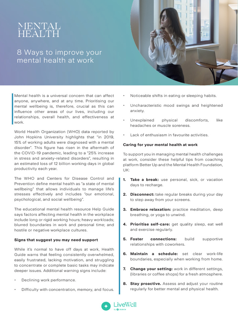 8 Tips for Workplace Mental Health | PDF | Mental Health | Mental Disorder