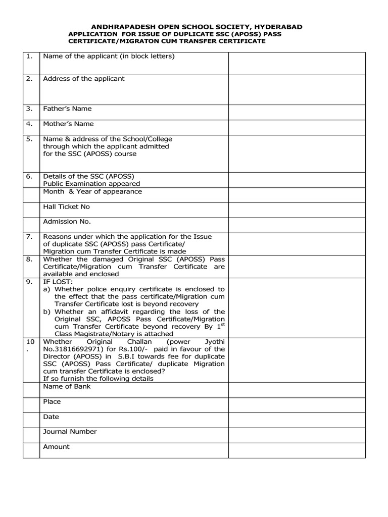 Duplicate SSC Certificate Application Form | PDF | Affidavit | Justice