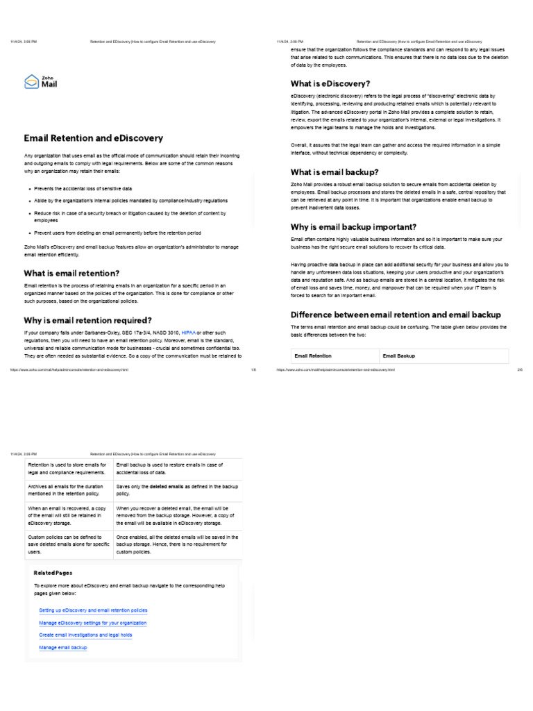 12 - Retention and EDiscovery | PDF | Backup | Regulatory Compliance