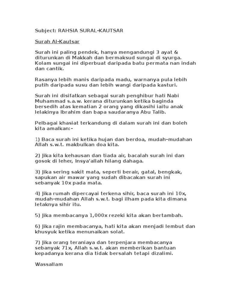 Rahsia Surah Al Kauthar Pdf