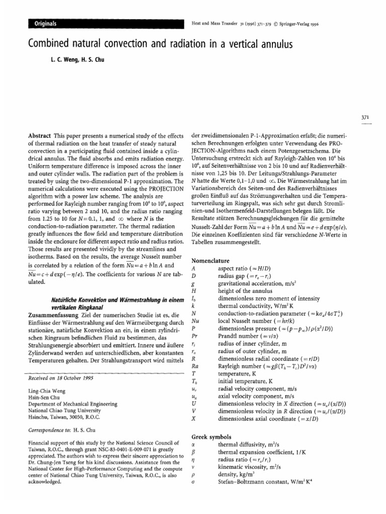 Combined Radiation and Convection in Vertical Annulus | PDF | Heat ...